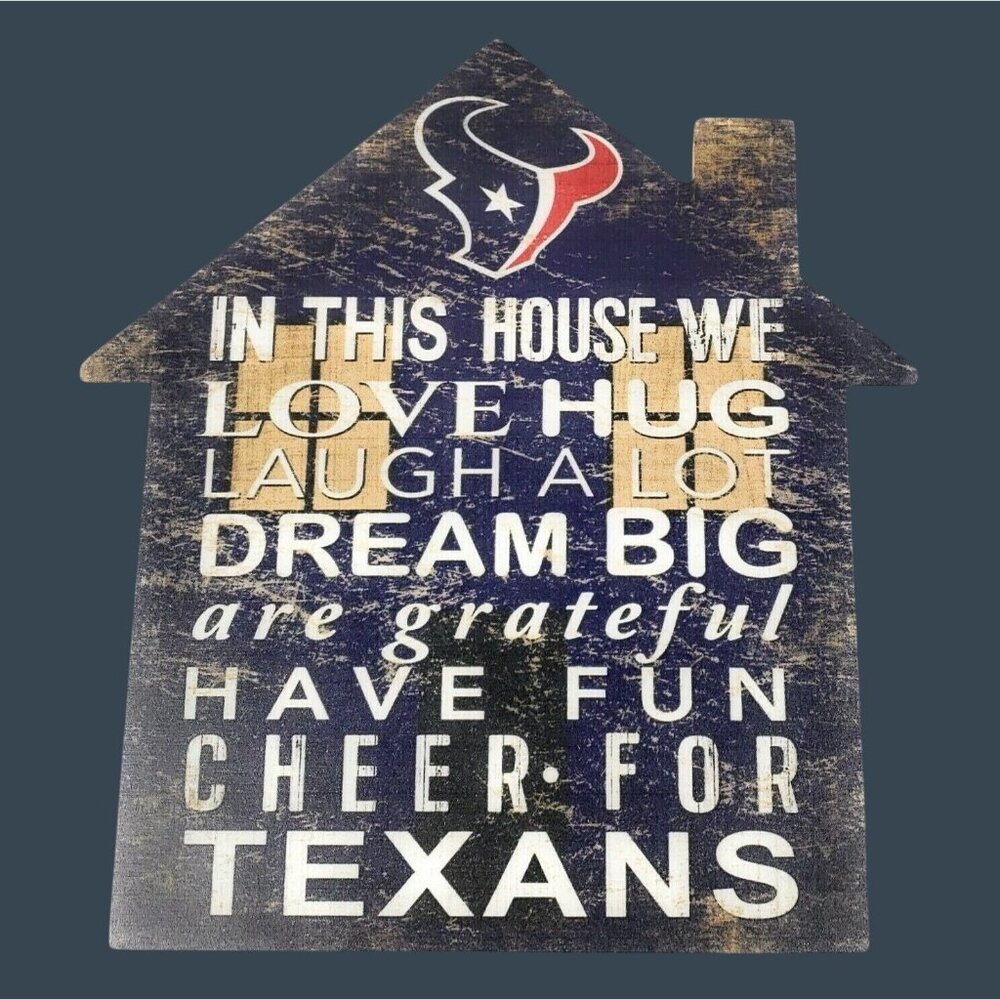 Houston Texans House-Shaped Wooden Wall Sign 12" X 11.5" NFL Licensed Decor